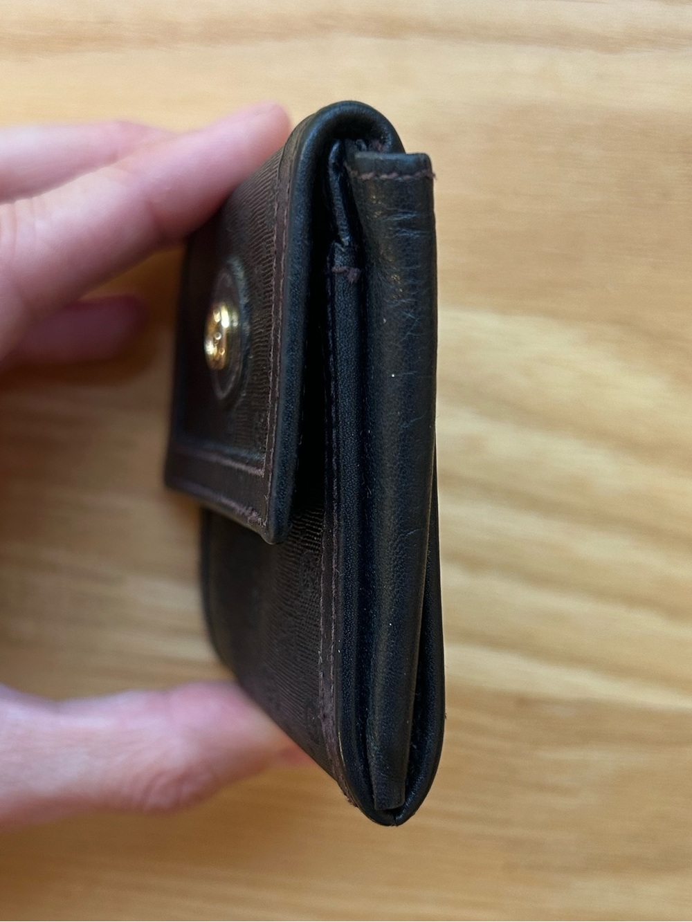 Vintage Gucci Black Card Case Wallet Coin Pouch Coated Canvas Leather Logo - Picture 6 of 9
